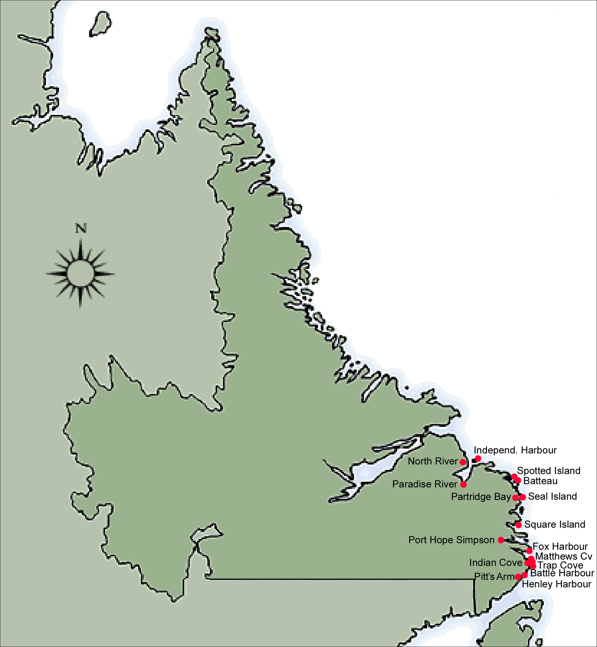 Labrador Communities Affected by Resettlement 1965-1975 (Click to go back)