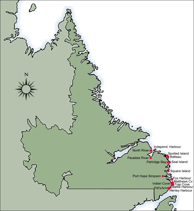 Collectivités du Labrador touchées par le programme de réinstallation  De 1965 à 1975