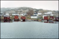 View of stages and houses brought into Salvage from Flat Islands