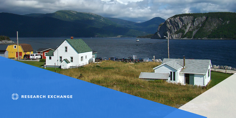 Photo of houses overlooking a bay.