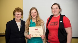 Dr. Sandra LeFort, acting deputy provost (students) and associate vice-president (academic) undergraduate Studies, Nursing Society President Bronwyn DeZeeuw, and Lisa Murphy, executive director of External Affairs, MUNSU