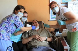 SON nursing students (L-R) Maria Pinto, Alyssa Fleming, Honduran dentist, and  Jordan Chapman