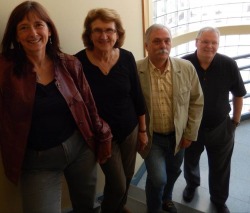 Sheila Keats (ASL translator), Dr. Sandra LeFort, Victor Maddalena, and Myles Murphy, executive director of the Newfoundland and Labrador Association for the Deaf