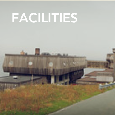 A picture of the Ocean Sciences Centre in St. John's, with the word Facilities written on top