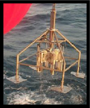 Multicorer suspended over sea