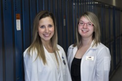 Pharmacy students Jasmine Elliott (left) and Janice Coleman.