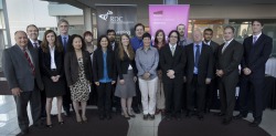 (Dr. JM Gamble, 6th from right, at yesterday's funding announcement)