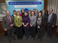 Dr. Lisa Bishop (second from right), at the Engage Memorial breakfast, Feb 10.