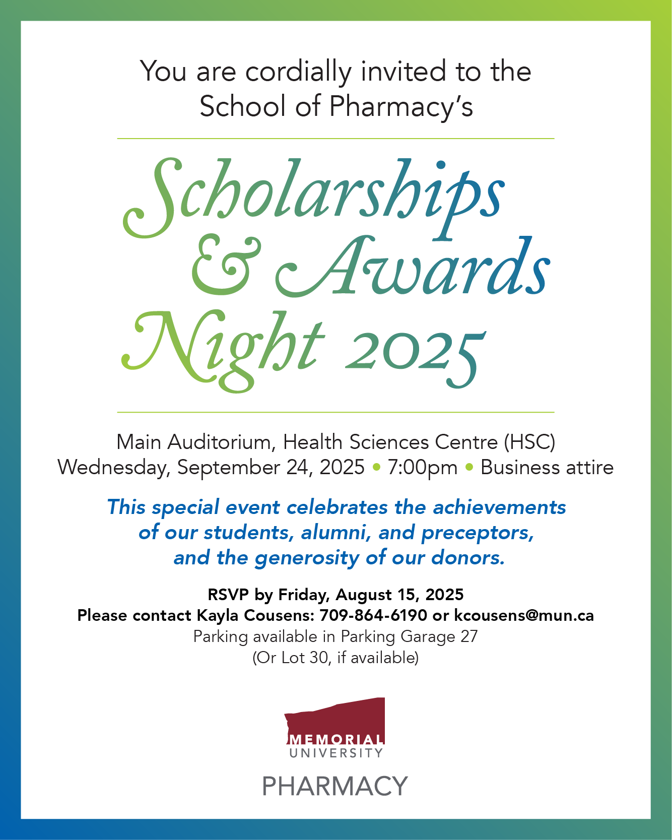 Scholarships & Awards Night invitation
