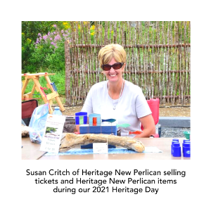 Susan Critch of Heritage New Perlican selling tickets and Heritage New Perlican items during our 2021 Heritage Day