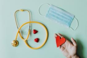 stethoscope, hearts, and mask