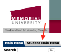 Arrow pointing at Student Main Menu tab