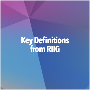 Design featuring the text Key Definitions from RIIG