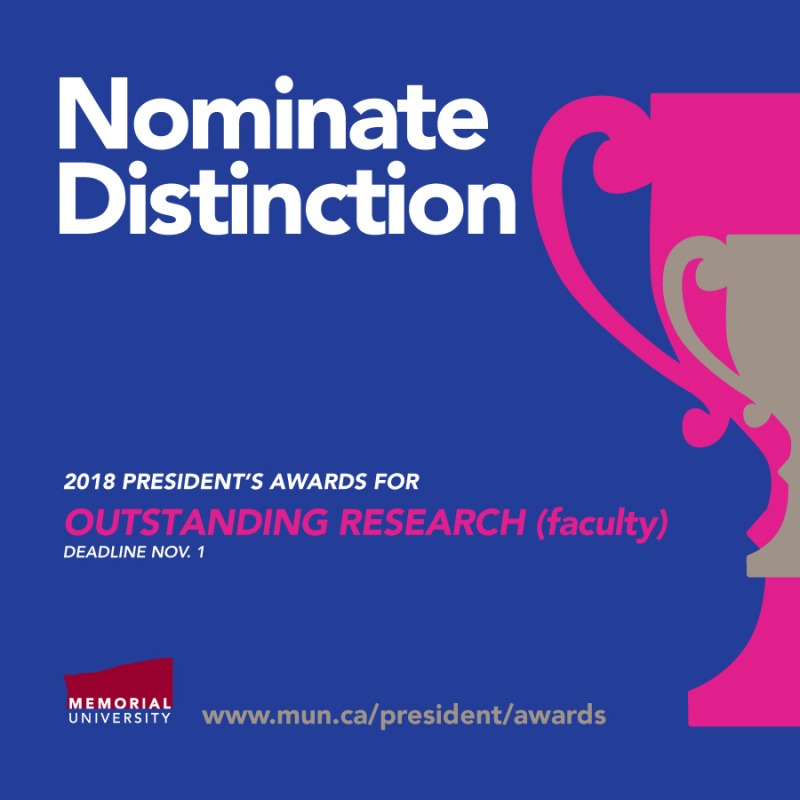 Nominations for the President's Award for Outstanding Research are due Nov. 1.