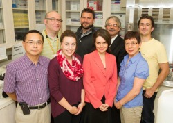 From left are Dr. Ed Randell, Farrell Cahill, Dr. Wayne Gulliver and Danny Wadden. Front from left are Dr. Guang Sun, Alecia Rideout, Paradis Pedram and Hong Wei Zhang.