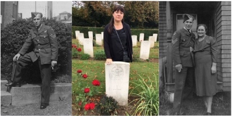 Cheryl Mallard at her Uncle Albert's grave in England