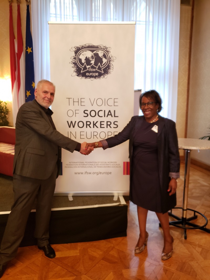 Herbert Paulischin, Chair of the IFSW Europe Committee, Marva Ferguson