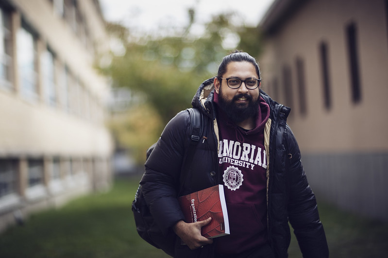 student with backpack